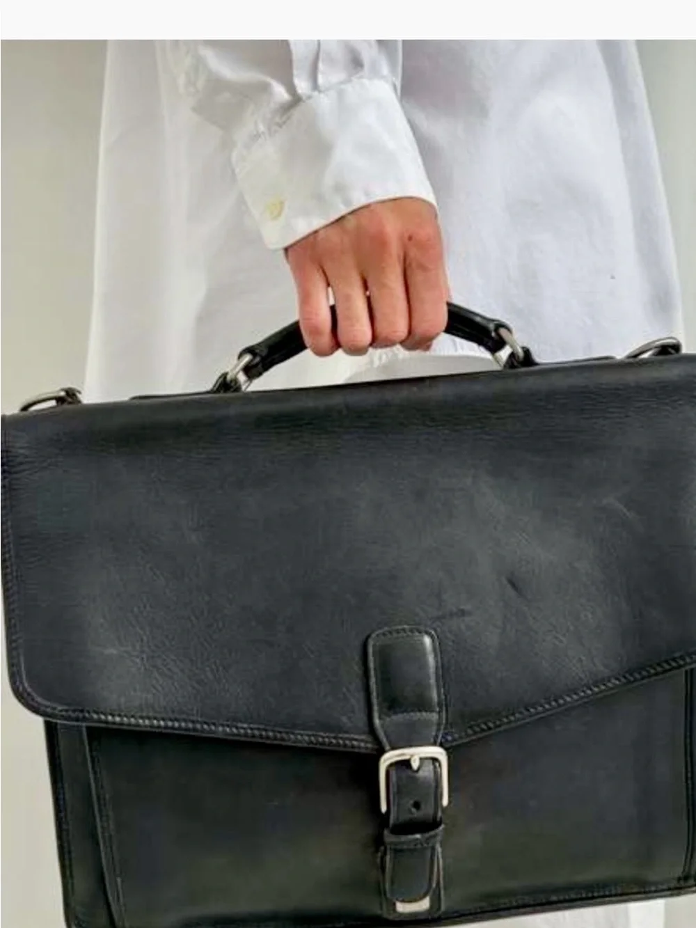 Vintage Coach Messenger Classic Black Leather  Briefcase - Premium Work Bag